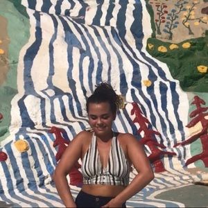 Stripe Crop Halter Top